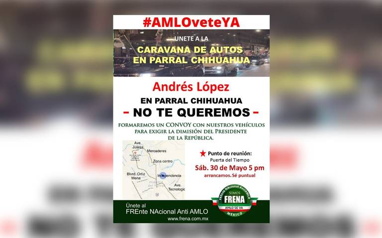 Parralenses realizan caravana para exigir renuncia de AMLO