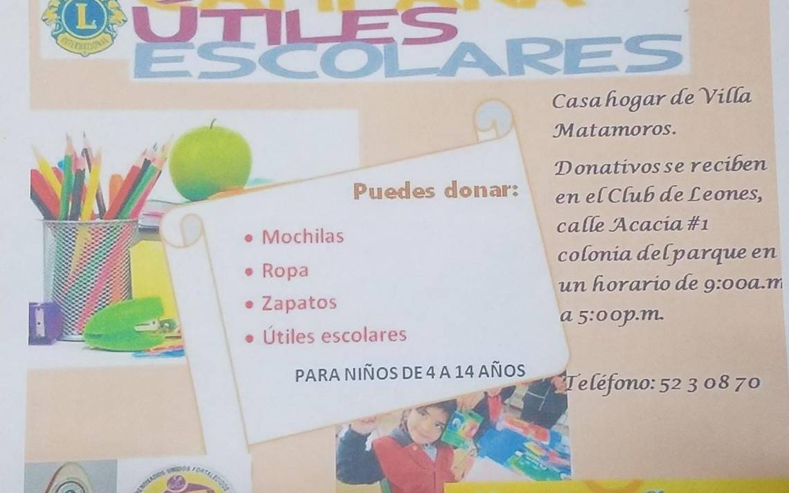 Club de Leones invita a participar en la campaña de útiles escolares para  niños de la Casa Hogar - El Sol de Parral | Noticias Locales, Policiacas,  sobre México, Chihuahua y el Mundo